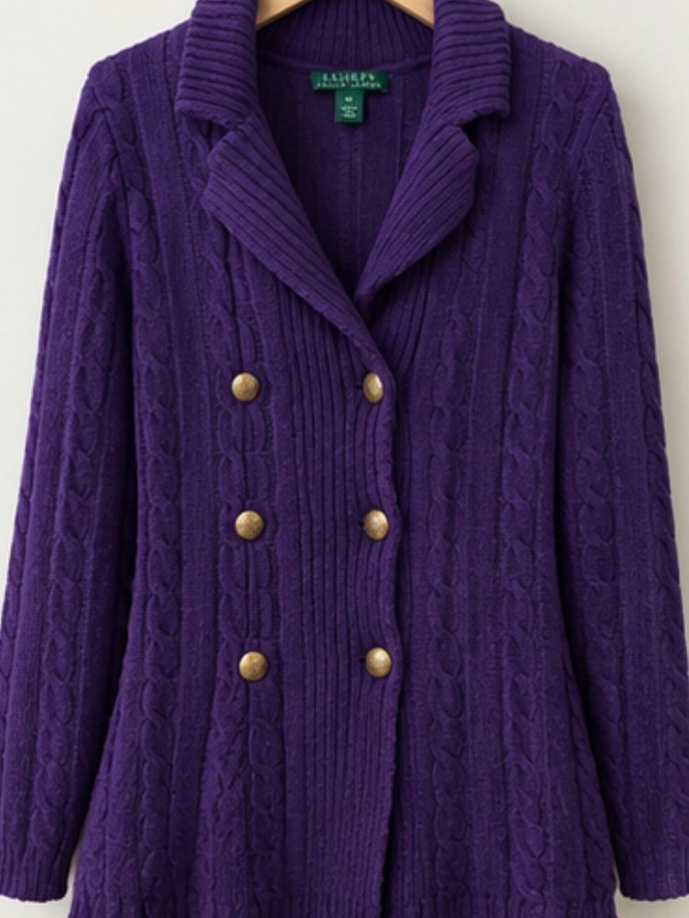100% Cotton Ralph Lauren Purple Cable-Knit Sweater